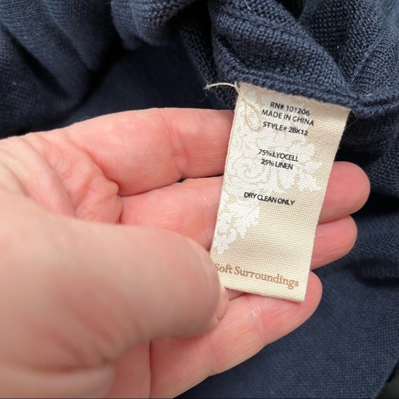 Soft Surroundings Navy Grommet Neck Tunic Sweater - Picture 4 of 4